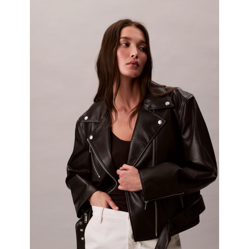 LV044C532G BAE FAUX LEATHER MOTO JACKET W/BELT