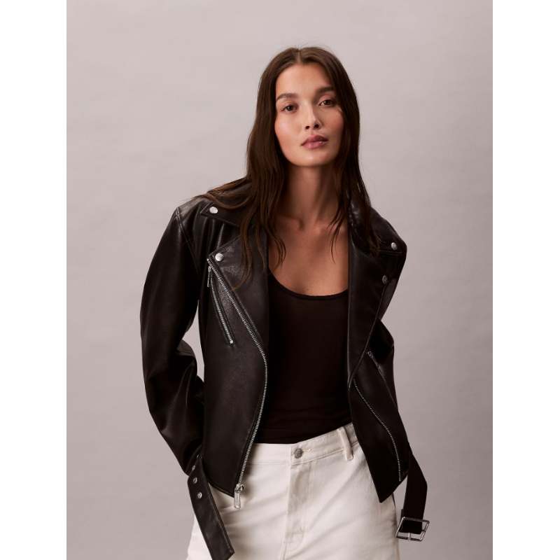 LV044C532G BAE FAUX LEATHER MOTO JACKET W/BELT