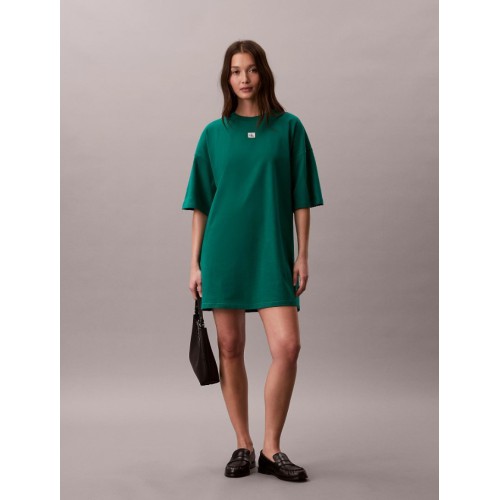 LV047F228G L4G SS WOVEN LABEL OVERSIZED TEE DRESS