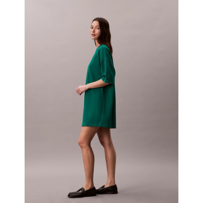LV047F228G L4G SS WOVEN LABEL OVERSIZED TEE DRESS