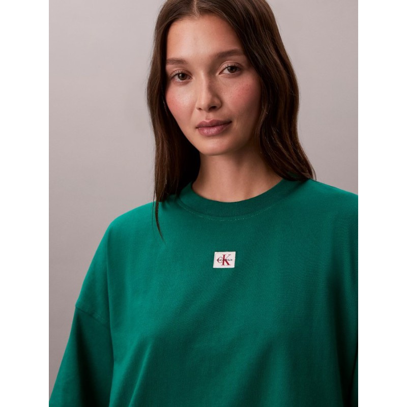 LV047F228G L4G SS WOVEN LABEL OVERSIZED TEE DRESS