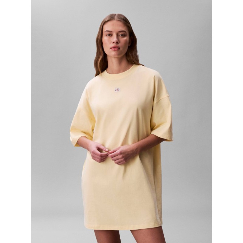 LV047F228G ZRK SS WOVEN LABEL OVERSIZED TEE DRESS