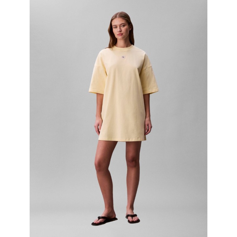 LV047F228G ZRK SS WOVEN LABEL OVERSIZED TEE DRESS