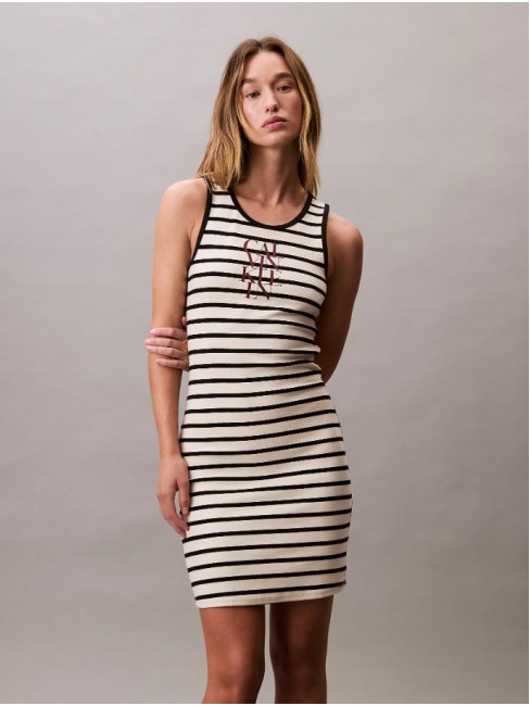 LV044C242G 0MB COTTON RIB STRIPE SL DRESS