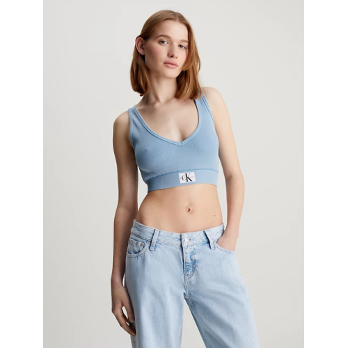 J20J223109 CEZ LABEL WASHED RIB CROP V-NECK TOP