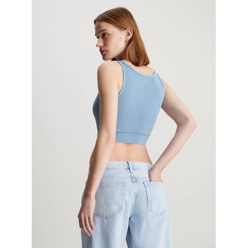 J20J223109 CEZ LABEL WASHED RIB CROP V-NECK TOP