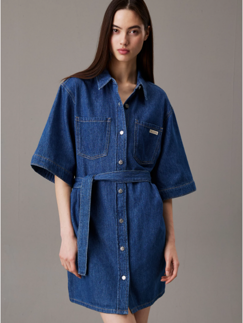 J20J225169 1A4 LINEN BOXY BELTED SHIRT DRESS