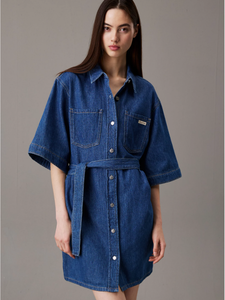 J20J225169 1A4 LINEN BOXY BELTED SHIRT DRESS