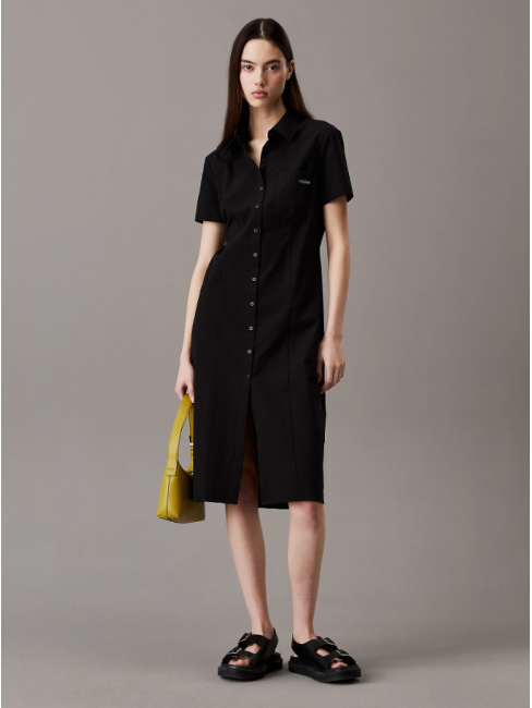 J20J225299 BEH SEERSUCKER BUTTON DOWN DAY DRESS