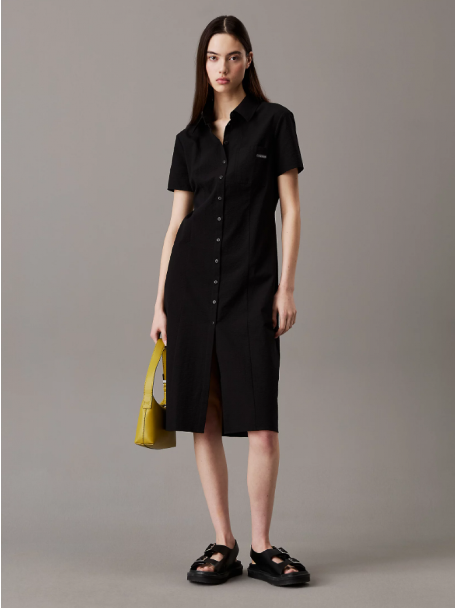 J20J225299 BEH SEERSUCKER BUTTON DOWN DAY DRESS