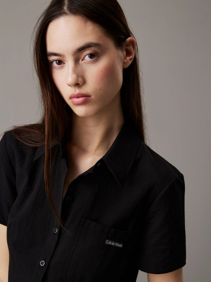 J20J225299 BEH SEERSUCKER BUTTON DOWN DAY DRESS