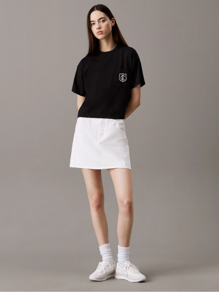 LV047B847G UB1 SS BOXY CK CREST CROP POCKET TEE