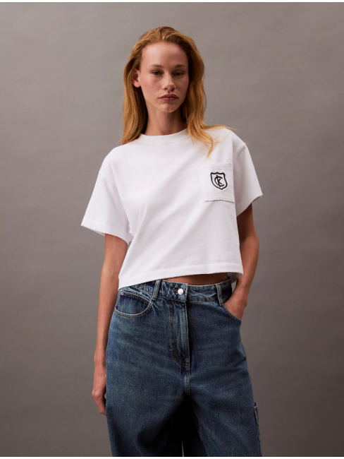LV047B847G YAA SS BOXY CK CREST CROP POCKET TEE