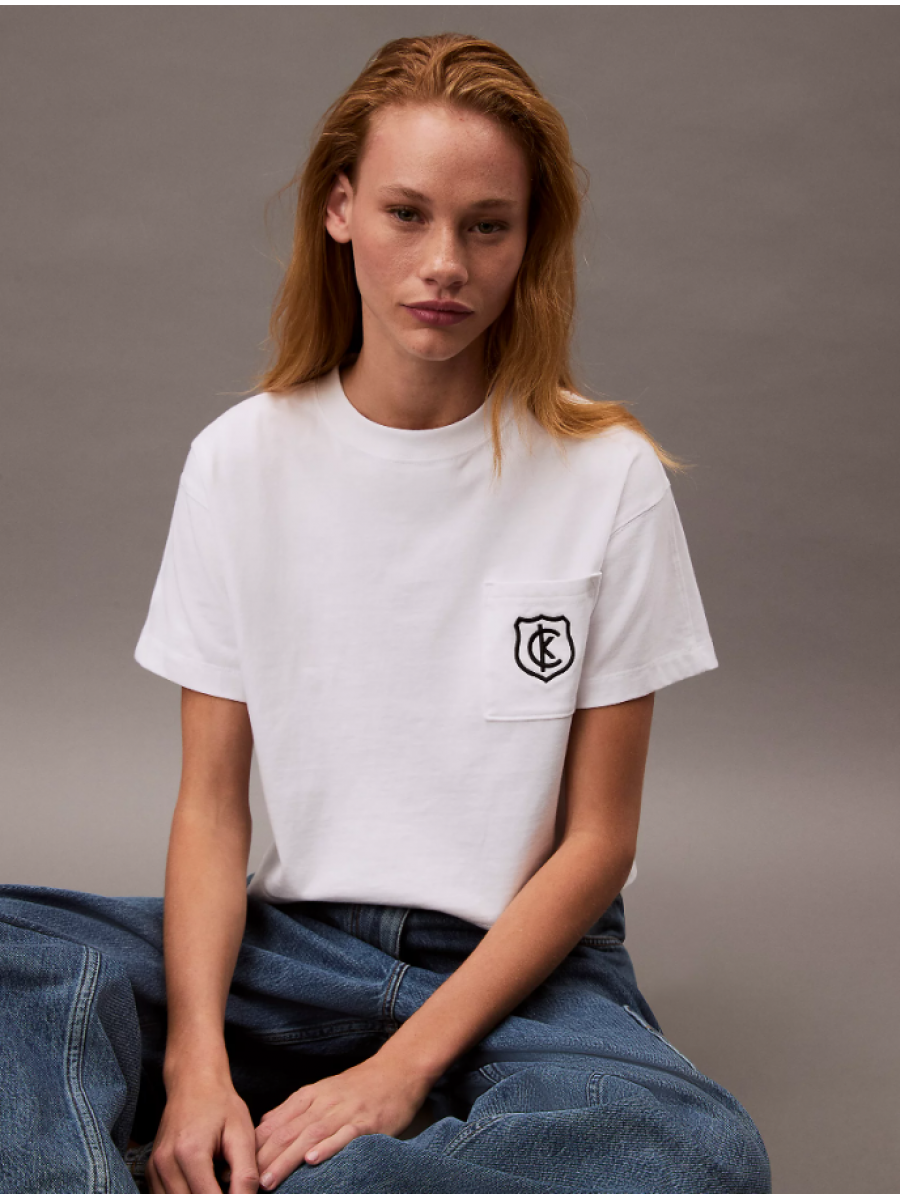 LV047B847G YAA SS BOXY CK CREST CROP POCKET TEE