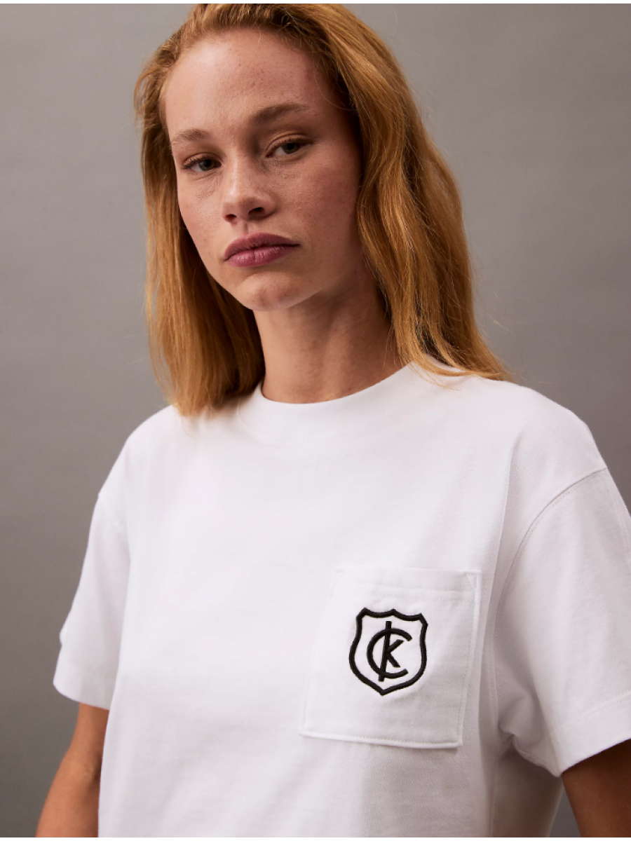 LV047B847G YAA SS BOXY CK CREST CROP POCKET TEE