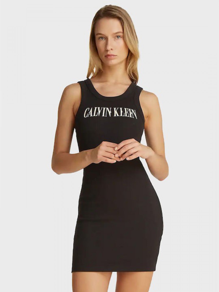 J20J225577 BEH VARSITY CALVIN KLEIN RIB DRESS