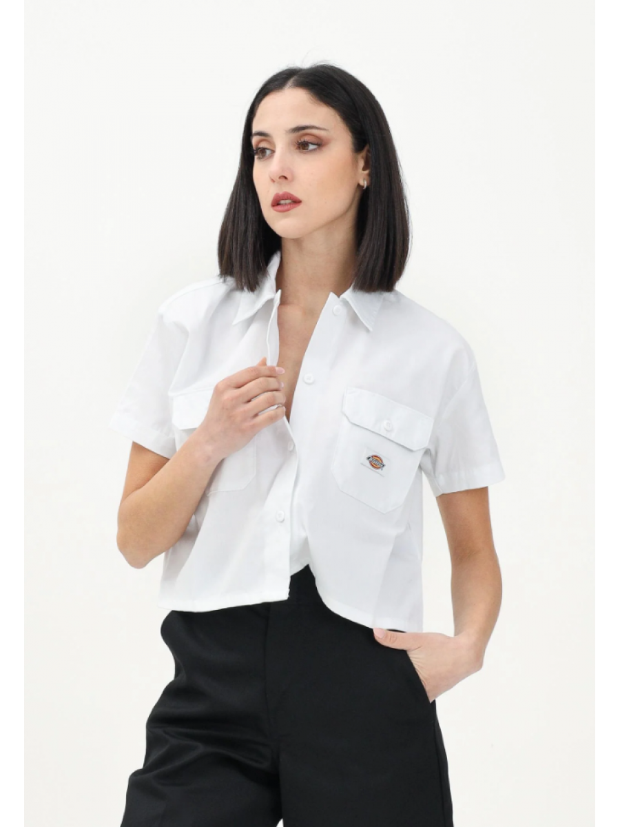 DKDFS5730WH1 SS CROPPED WORK SHIRT WHITE
