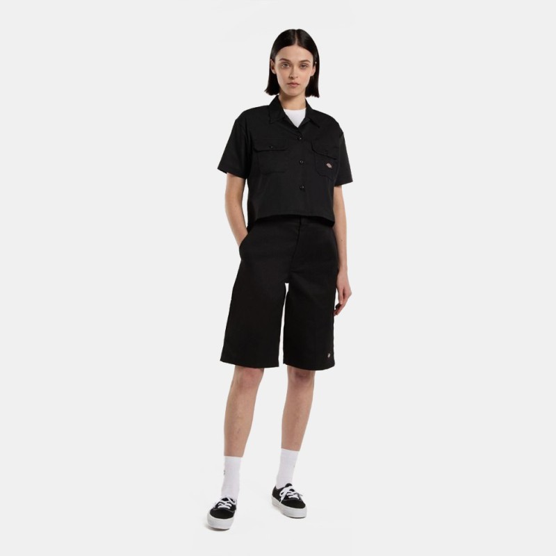 DKDFS573BLK1 SS CROPPED WORK SHIRT W BLACK