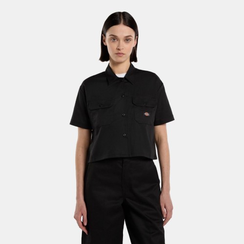 DKDFS573BLK1 SS CROPPED WORK SHIRT W BLACK
