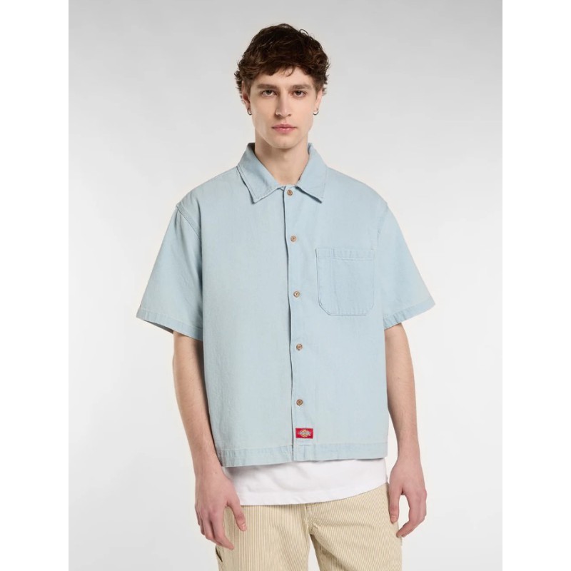 DK0A88PH0FE1 DENIM SS SHIRT FOG BLUE
