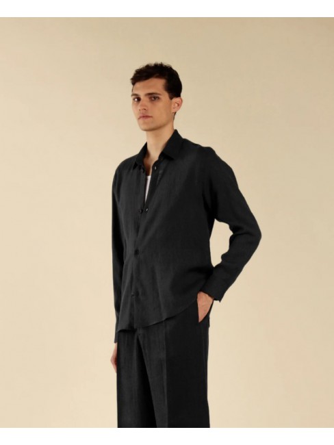 CA3277 IMB MAN - CAMICIA LUNGA IN LINO
