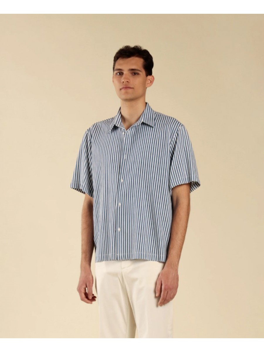 CA3299 IMB MAN- CAMICIA MEZZA MANICA A RIGHE