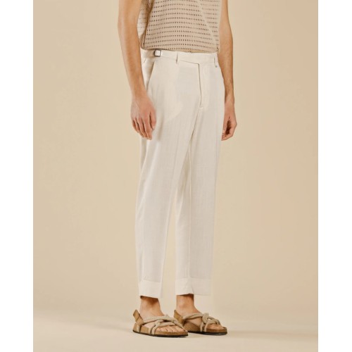 PA3257 IMB MAN - PANTALONE IN MISTO LINO