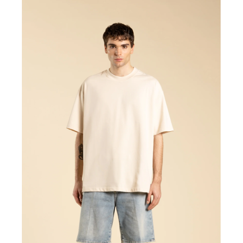 TS3328 IMB MAN - T-SHIRT OVERSIZED CON LOGO BEIGE