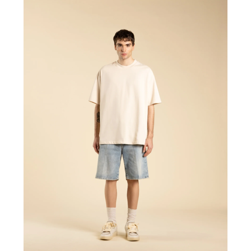 TS3328 IMB MAN - T-SHIRT OVERSIZED CON LOGO BEIGE