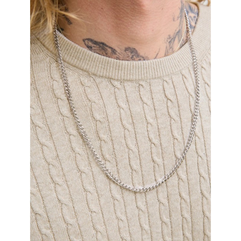 12278785 JJEEMIL KNIT CABLE CREW NECK MOOS