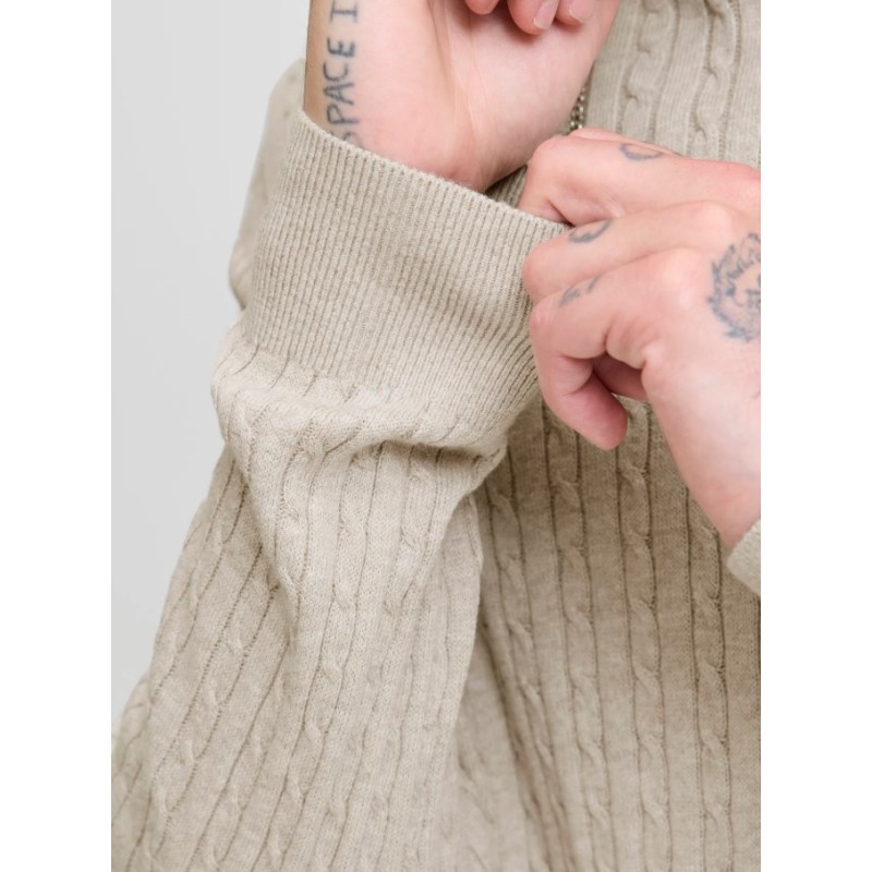 12278785 JJEEMIL KNIT CABLE CREW NECK MOOS
