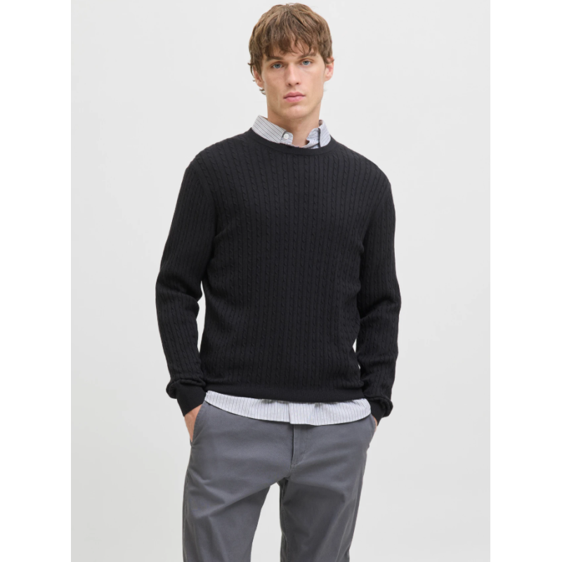 12278785 JJEEMIL KNIT CABLE CREW NECK MOOS