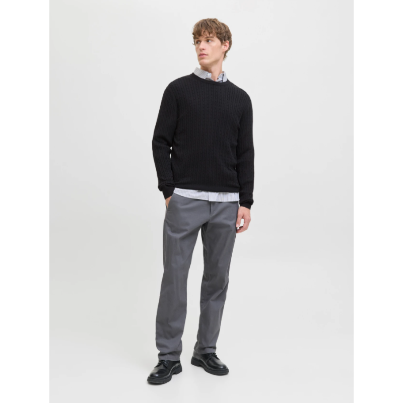 12278785 JJEEMIL KNIT CABLE CREW NECK MOOS