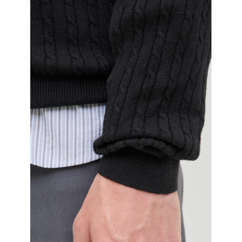 12278785 JJEEMIL KNIT CABLE CREW NECK MOOS
