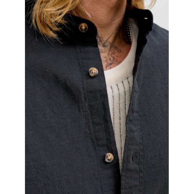 12289184 JJESUMMER LINEN BLEND BAND SHIRT L/S SN