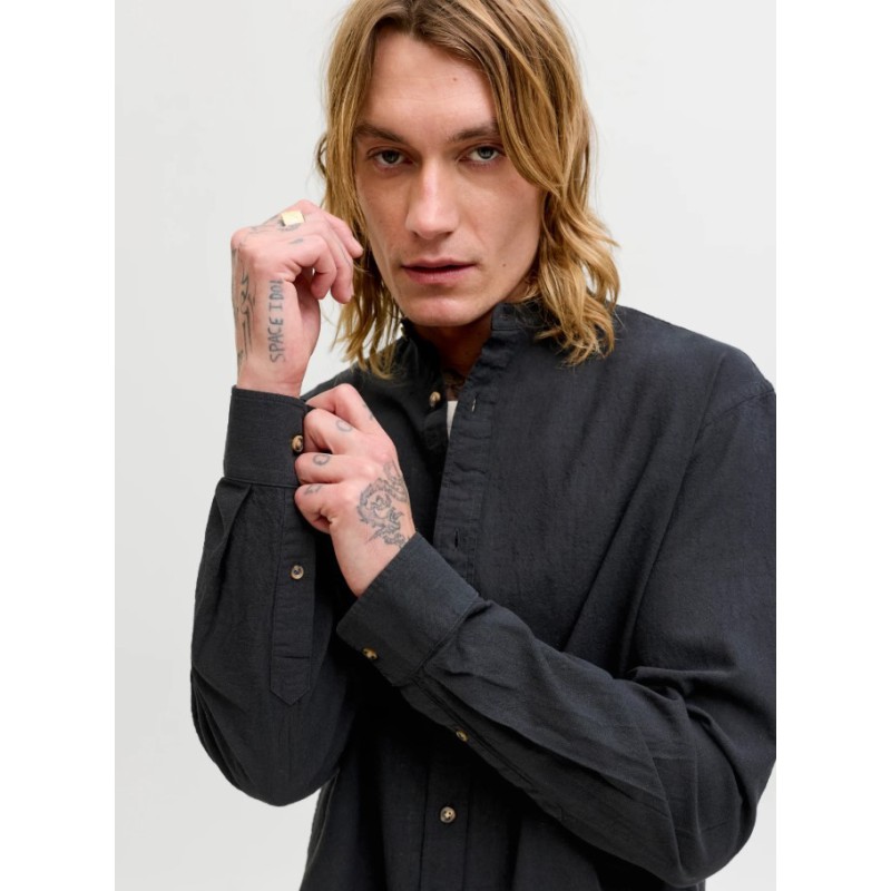 12289184 JJESUMMER LINEN BLEND BAND SHIRT L/S SN