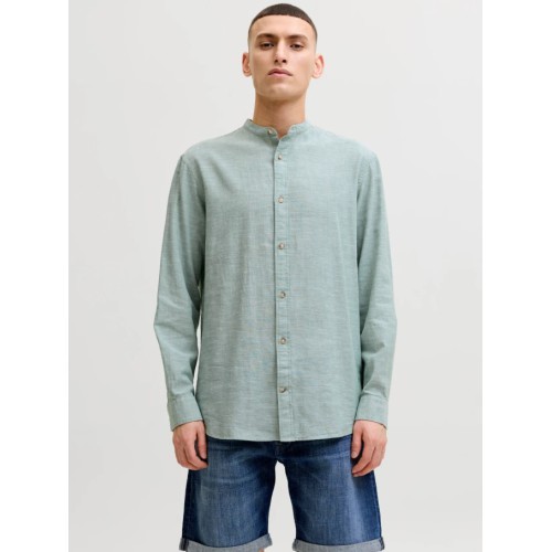 12289184 JJESUMMER LINEN BLEND BAND SHIRT L/S SN