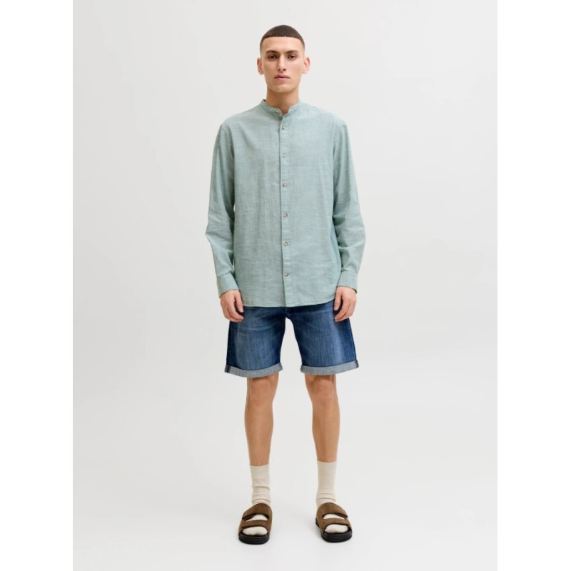 12289184 JJESUMMER LINEN BLEND BAND SHIRT L/S SN