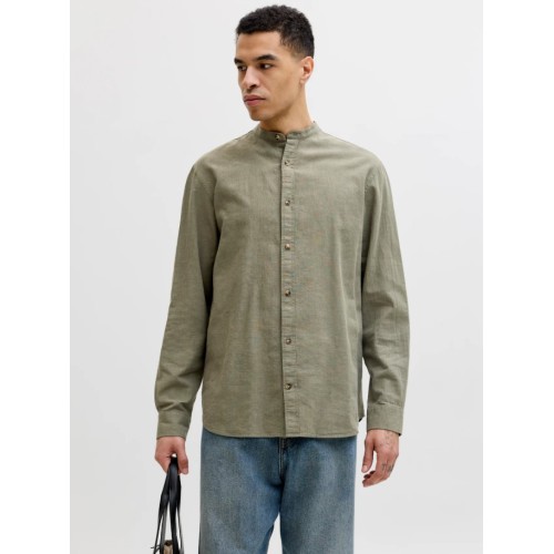 12289184 JJESUMMER LINEN BLEND BAND SHIRT L/S SN