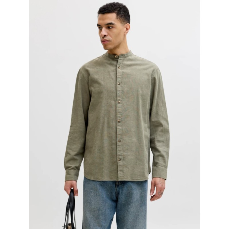 12289184 JJESUMMER LINEN BLEND BAND SHIRT L/S SN