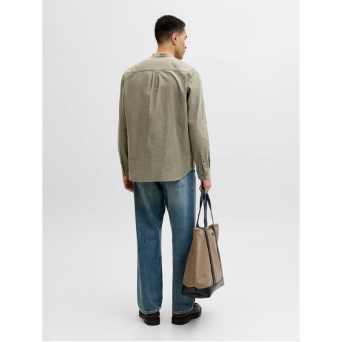 12289184 JJESUMMER LINEN BLEND BAND SHIRT L/S SN