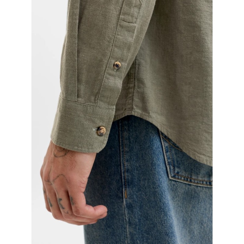 12289184 JJESUMMER LINEN BLEND BAND SHIRT L/S SN