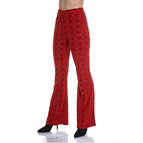 KKW3711718 K&K W VELOUR COMBO HIGH RISE FLARE PANTS