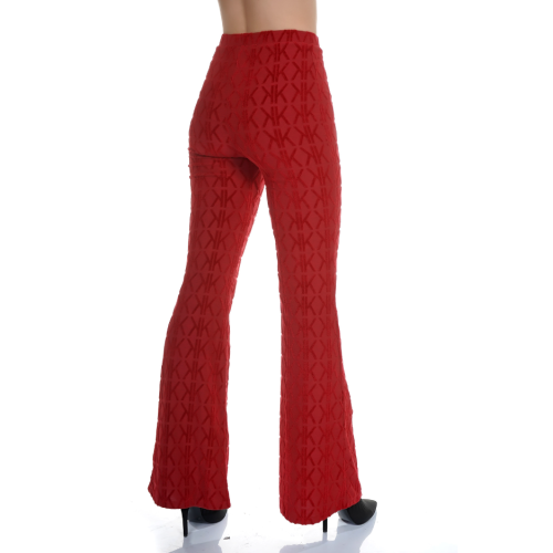 KKW3711718 K&K W VELOUR COMBO HIGH RISE FLARE PANTS