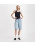 000MJ-0000 BAGGY DAD JORT LIGHT INDIGO