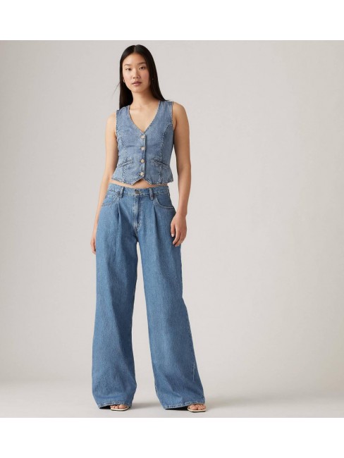 A7455-0001 PLEATED BAGGY EIDE LEG MED INDIGO