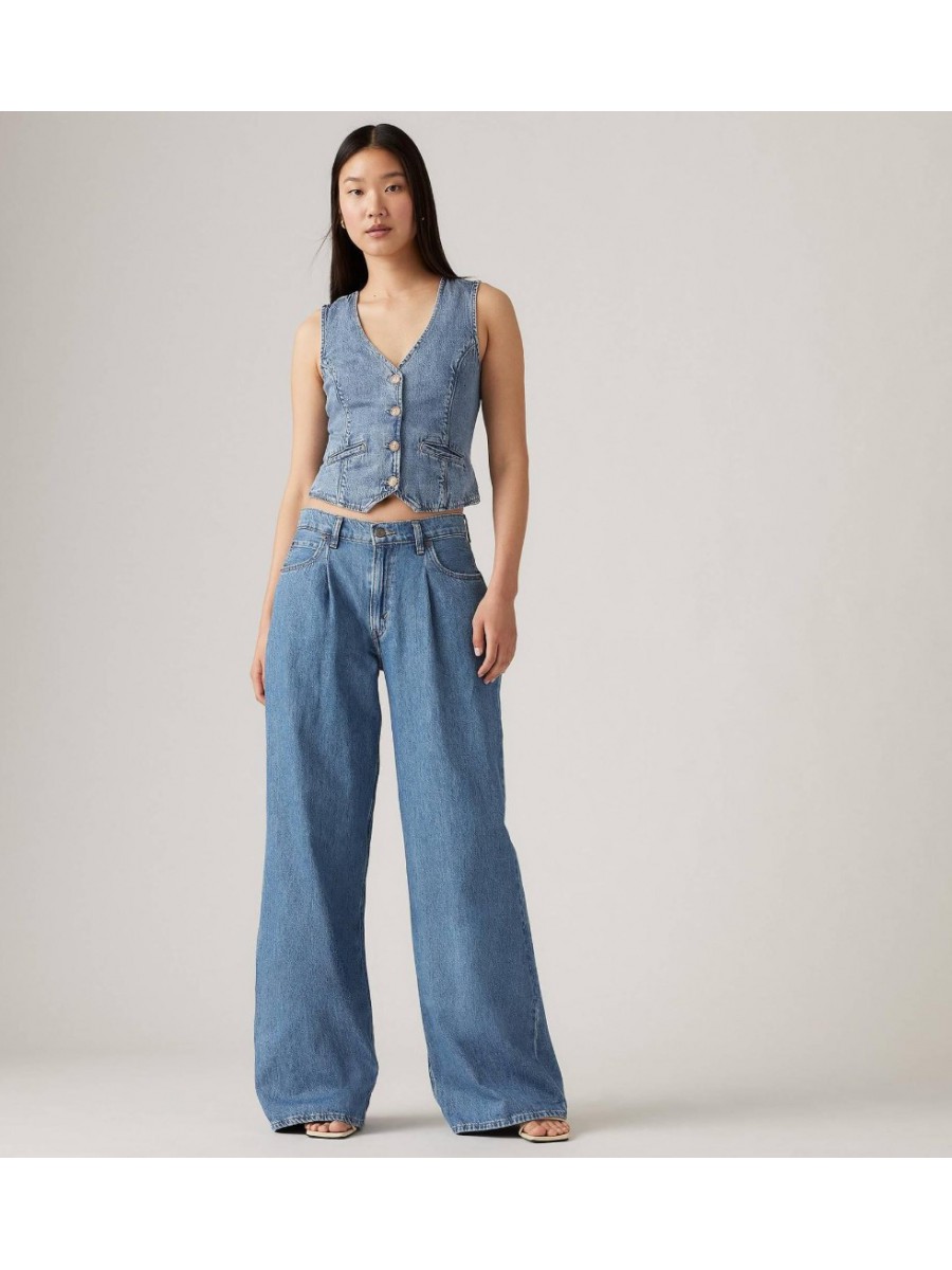 A7455-0001 PLEATED BAGGY EIDE LEG MED INDIGO
