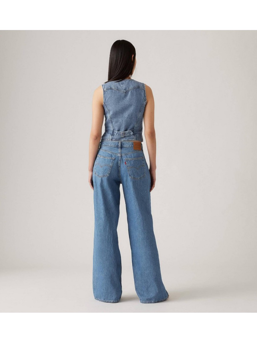 A7455-0001 PLEATED BAGGY EIDE LEG MED INDIGO