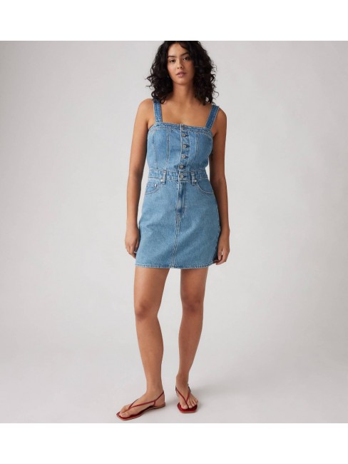 001WE-0001 ICONIC BUTTON THRU DRESS MED INDIGO