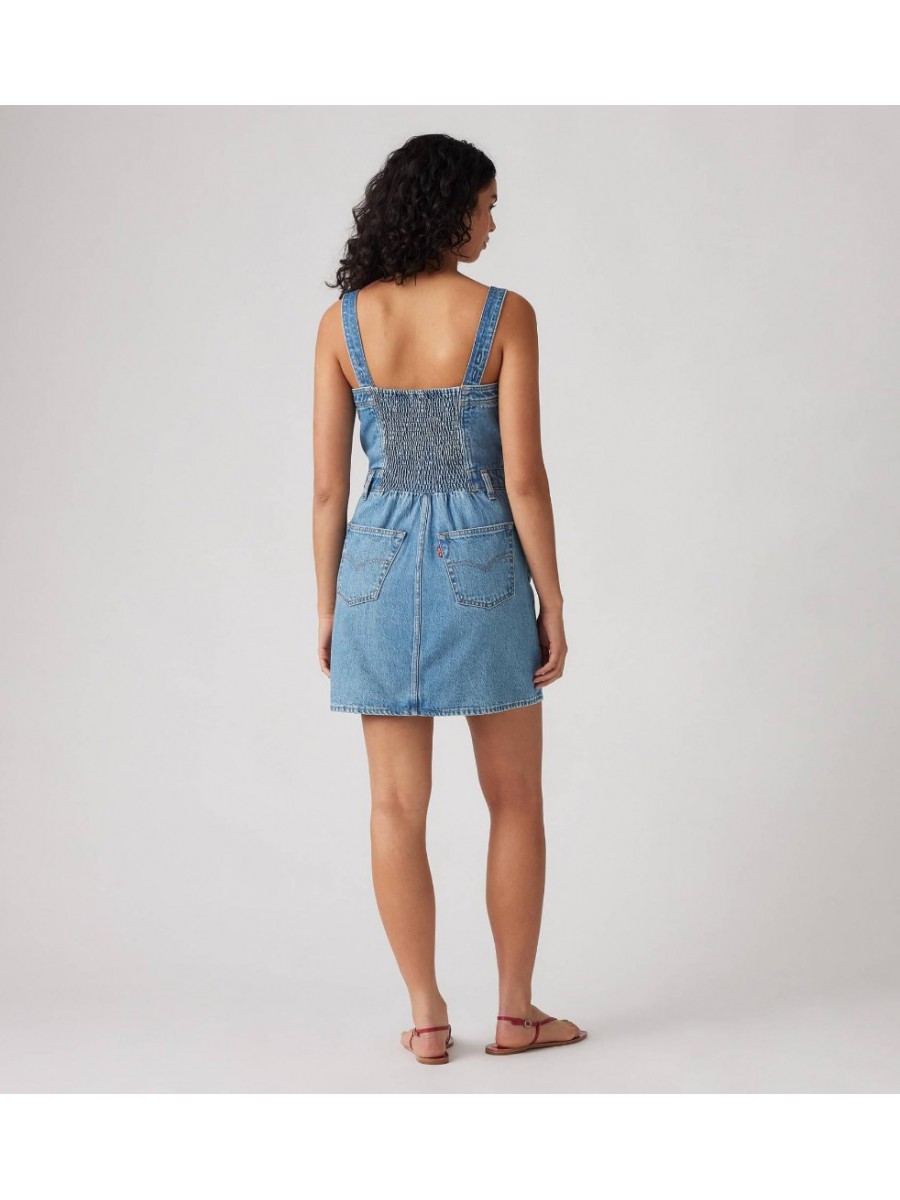 001WE-0001 ICONIC BUTTON THRU DRESS MED INDIGO